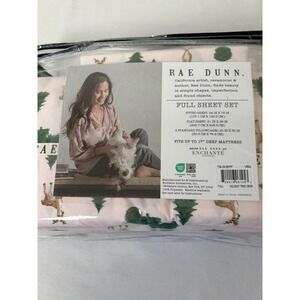 Rae Dunn Holiday Tree‎ Deer Full Sheet Set Easy Care Super Soft new unused